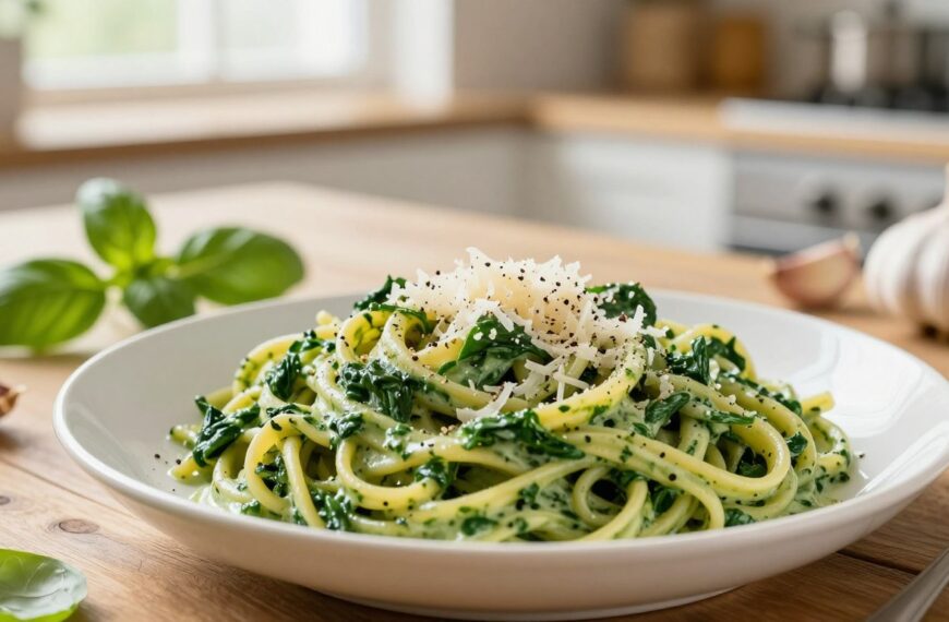 Jak zrobić makaron ze szpinakiem – kremowy sos i doprawienie, które robi robotę